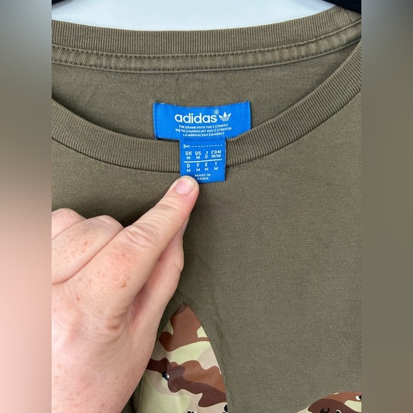 Adidas Men’s Medium Olive Green Army Camo Logo short sleeve T-Shirt - Picture 2 of 3